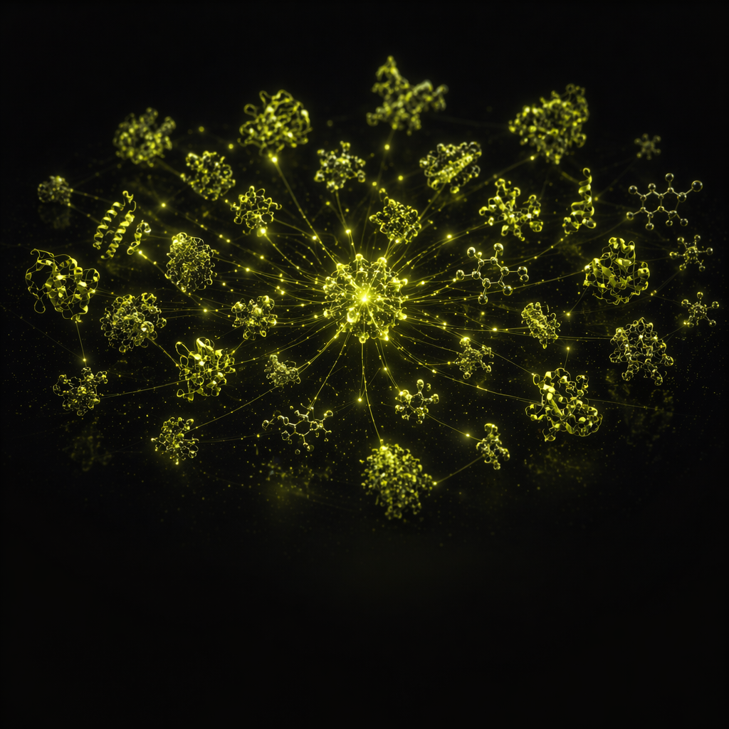 A single scored hit radiating out to millions of screened molecules